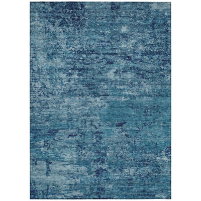 Machine Washable Indoor/Outdoor Xhevrie ACN1723 Denim Rug