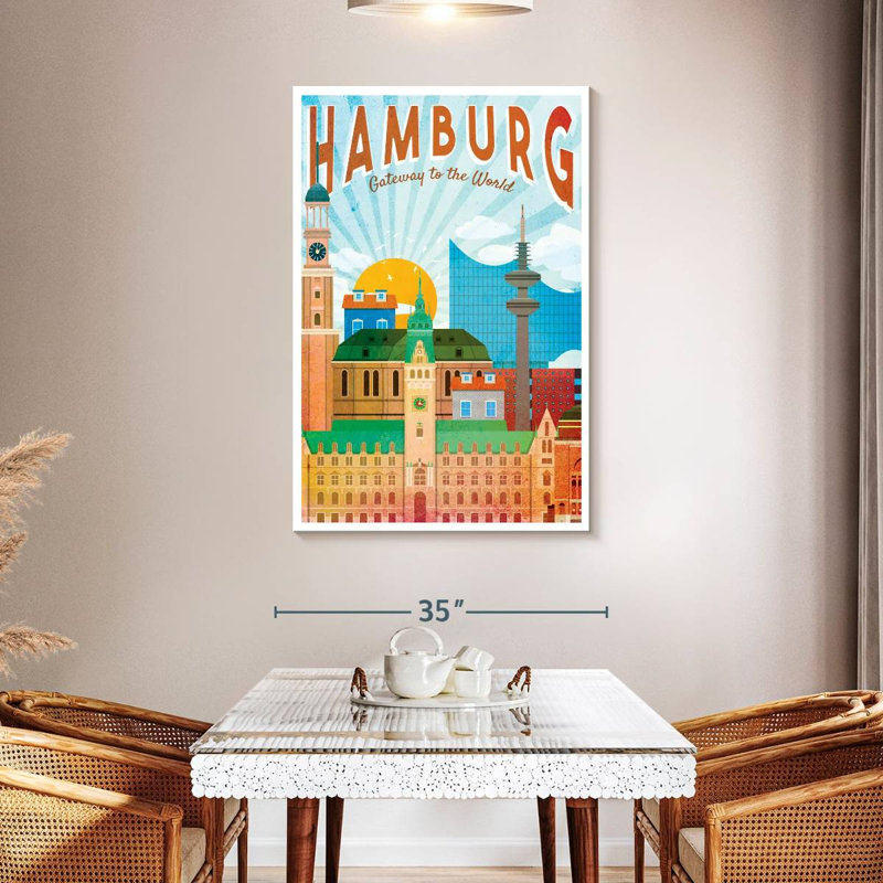 Affiche rétro de Hambourg, H 48 po x l 32 po