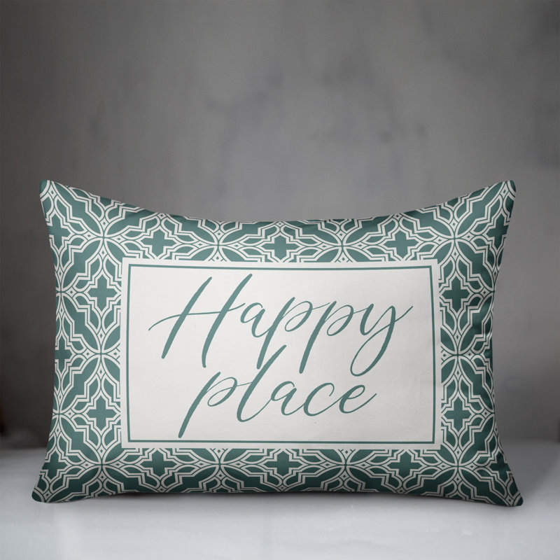  Housse de coussin rectangulaire et insert Happy Place Quatrefoils, Bleu sarcelle