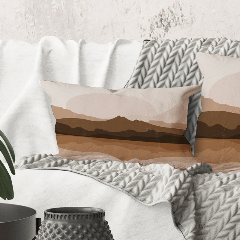 Rectangle, paysage de terre cuite minimaliste - coussin décoratif moderne