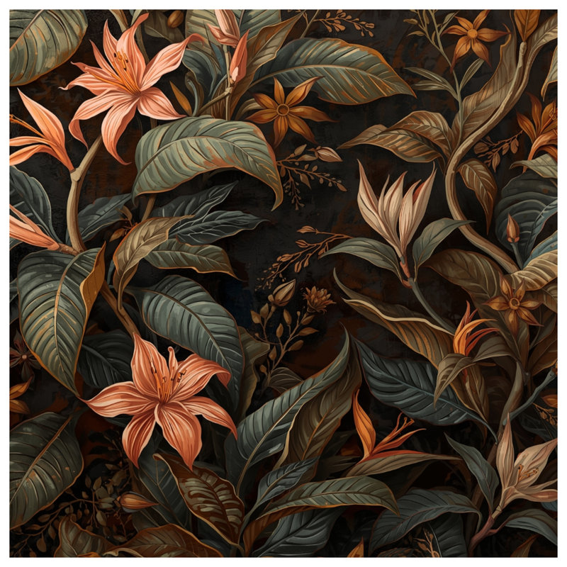 Couvre-lit matelassé à motif floral tropical, Grand lit