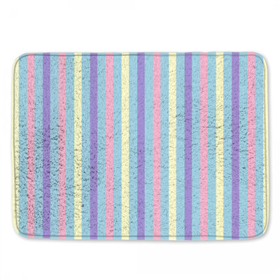 Tapis de bain pastel à rayures