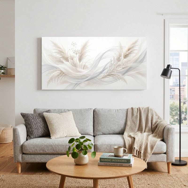 Feather Waves, reproduction d'art sur toile, ensemble de 1, L 48 po x H 24 po, Toile tendue