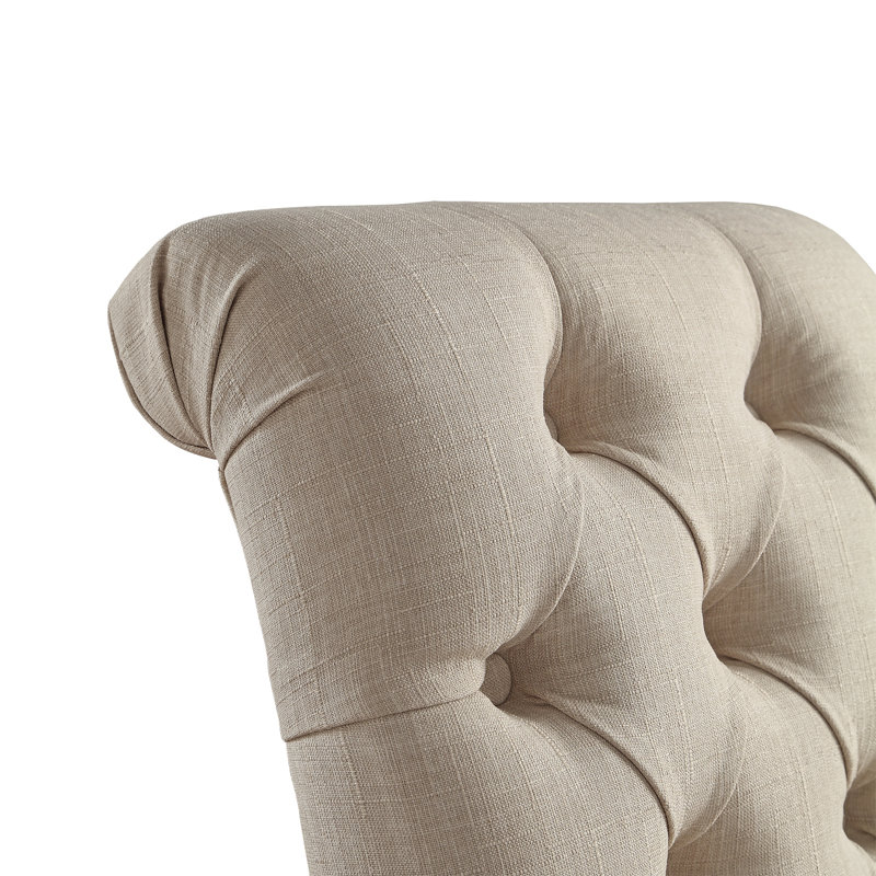 Ameriga 20'' H Tufted Upholstered Side Chair, Beige Linen