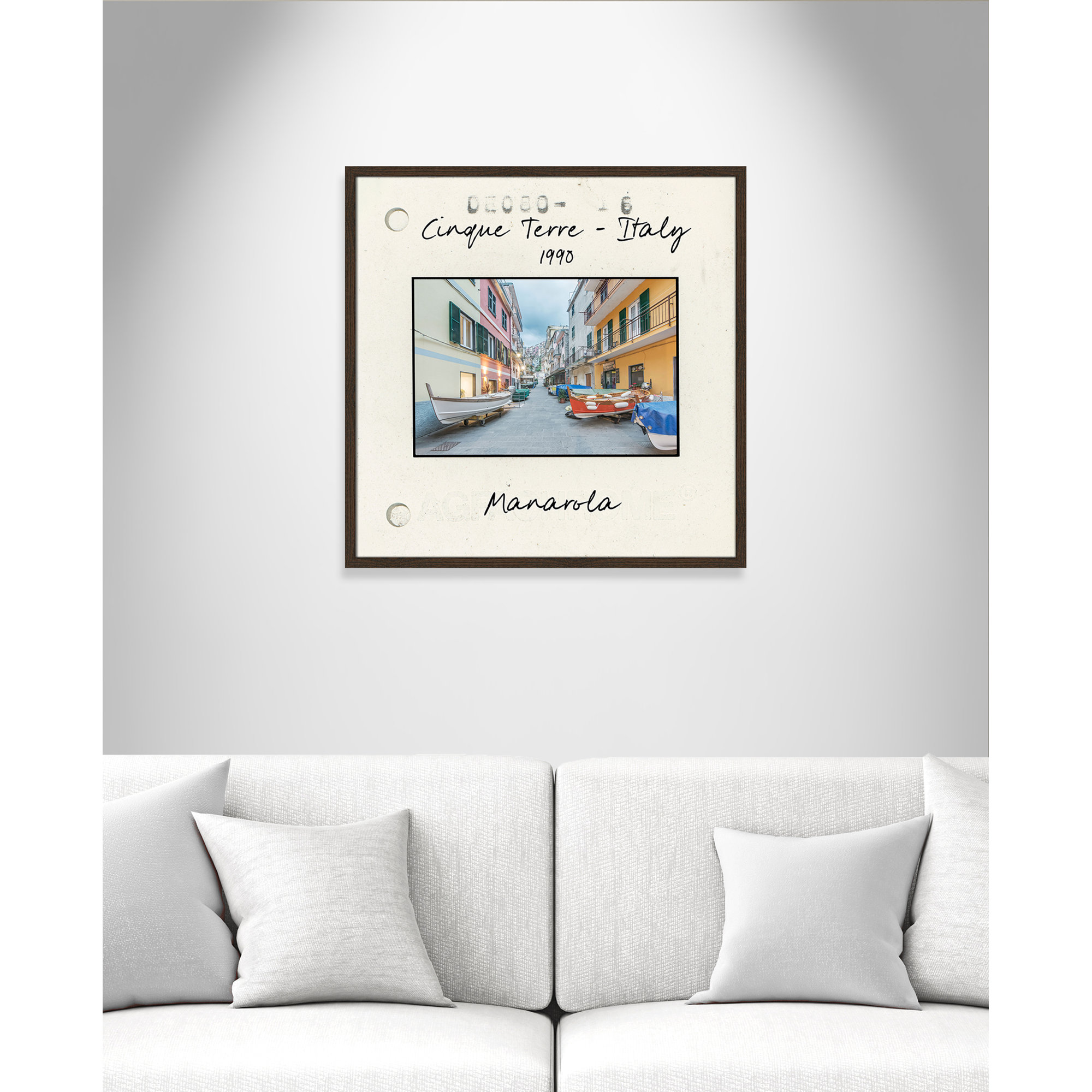 Cinque Terre, Italy - Manarola Print by Danita Delmont, Walnut Single Picture Framed Paper, 27.5" H x 27.5" W x 0.75" D