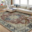 Oriental Machine Washable Rug with Rubber Backing for Living Room Durable Vintage Floor Carpet Easy-Cleaning Rug-1262551359