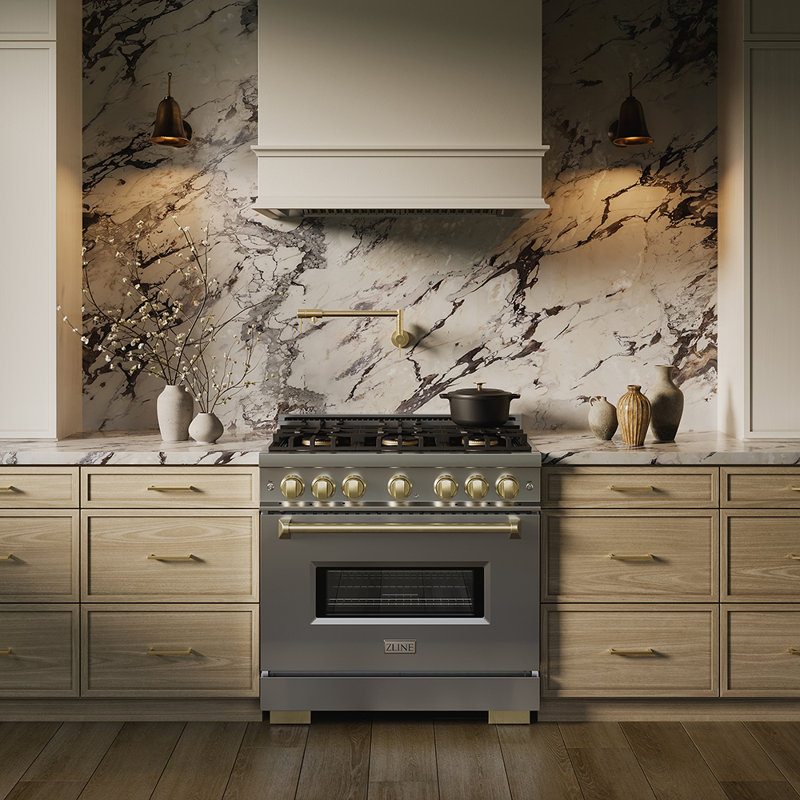 ZLINE Autograph 36 in. Classic Dual Fuel Range with 6 Burner DuoPro Cooktop and Bronze Accents, Dual Fuel