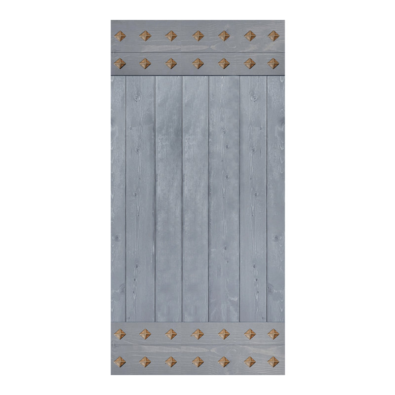 Porte de grange lambrissée peinte en bois sans trousse de quincaillerie d'installation, Gris français, 42 po x 84 po