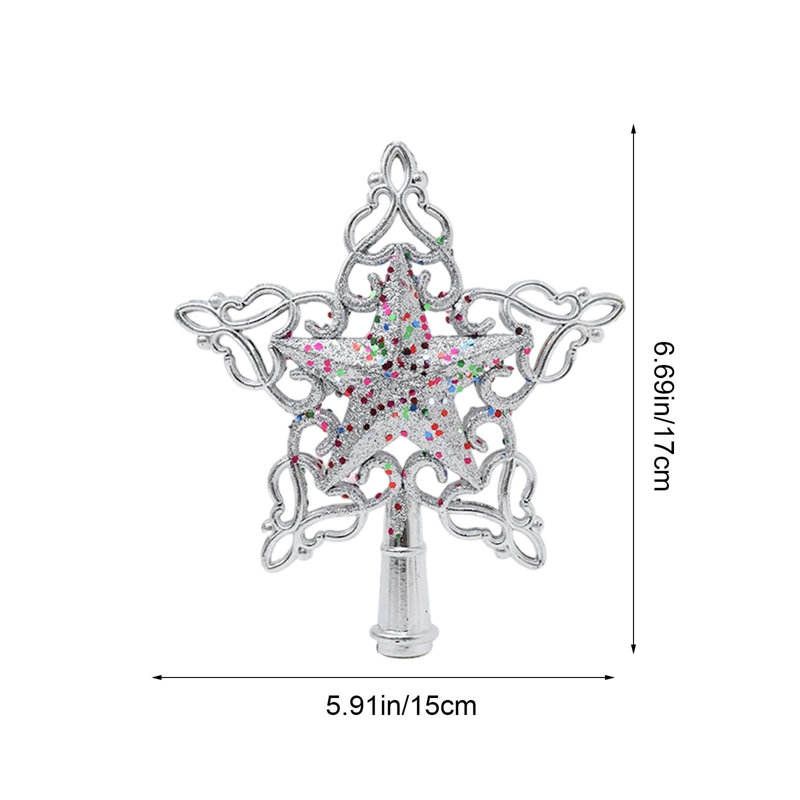 Décoration de Noël en dentelle ajourée, étoile à cinq branches colorée à paillettes, ornement de sapin de Noël exquis, Argent