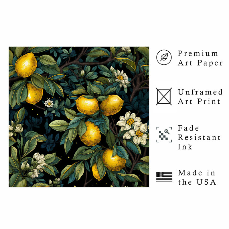 «Food and Kitchen Lemon Dreams», impression d'art moderne sans cadre, H 14 po x l 14 po