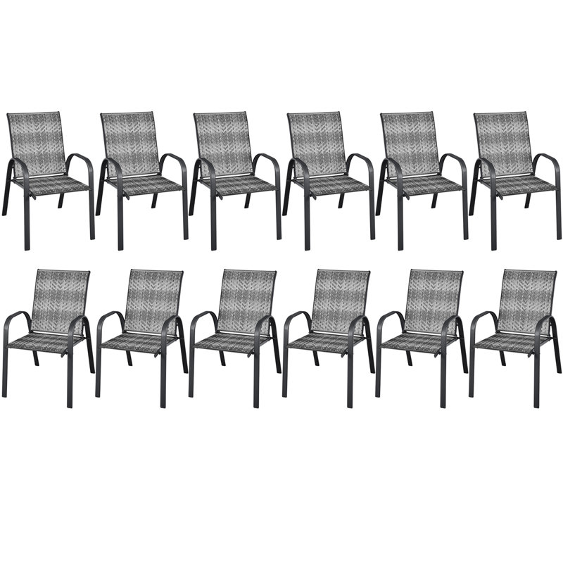 Fauteuil de patio empilable Zukowski, Gris foncé