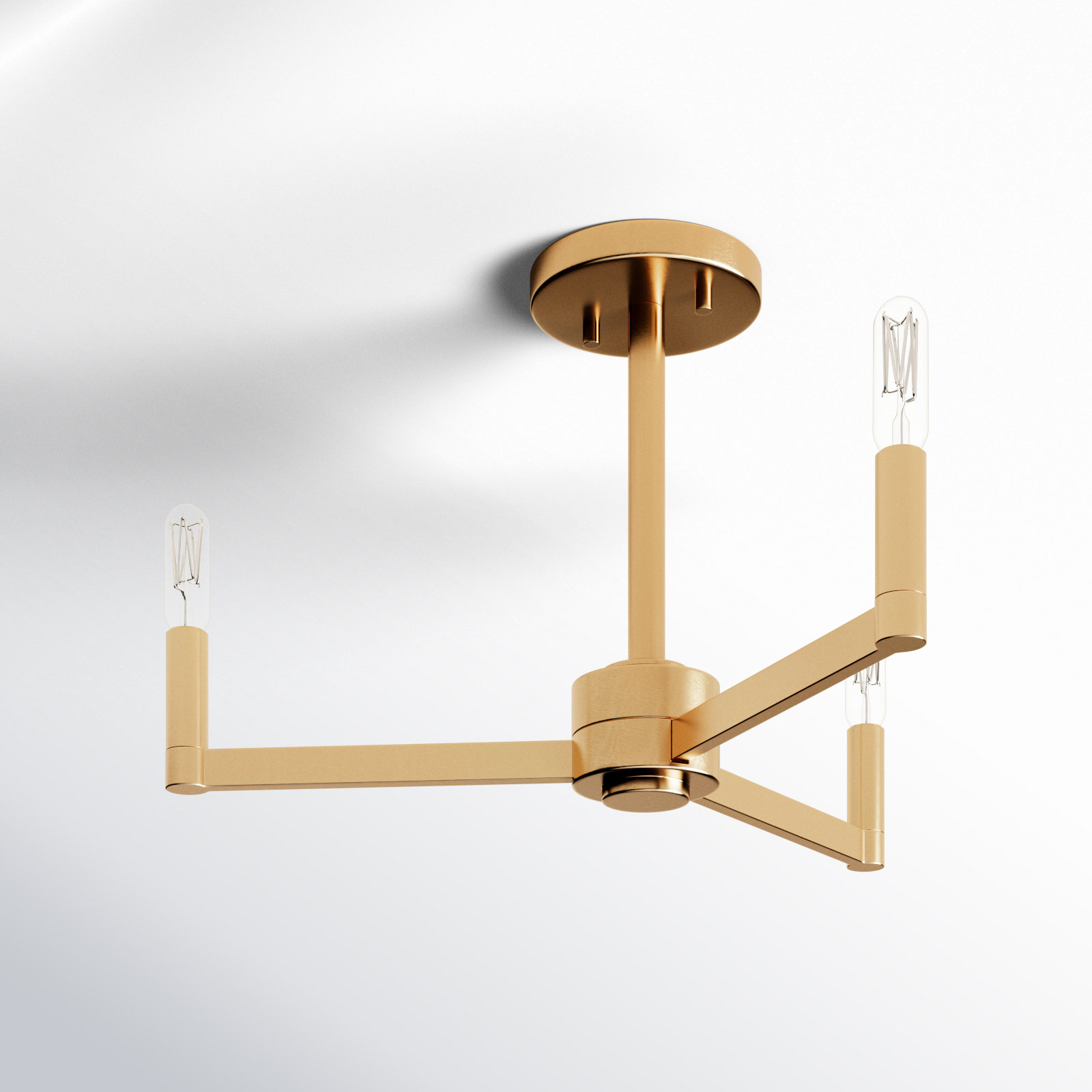 Patoma 3-Light Semi Flush Mount, Satin Brass