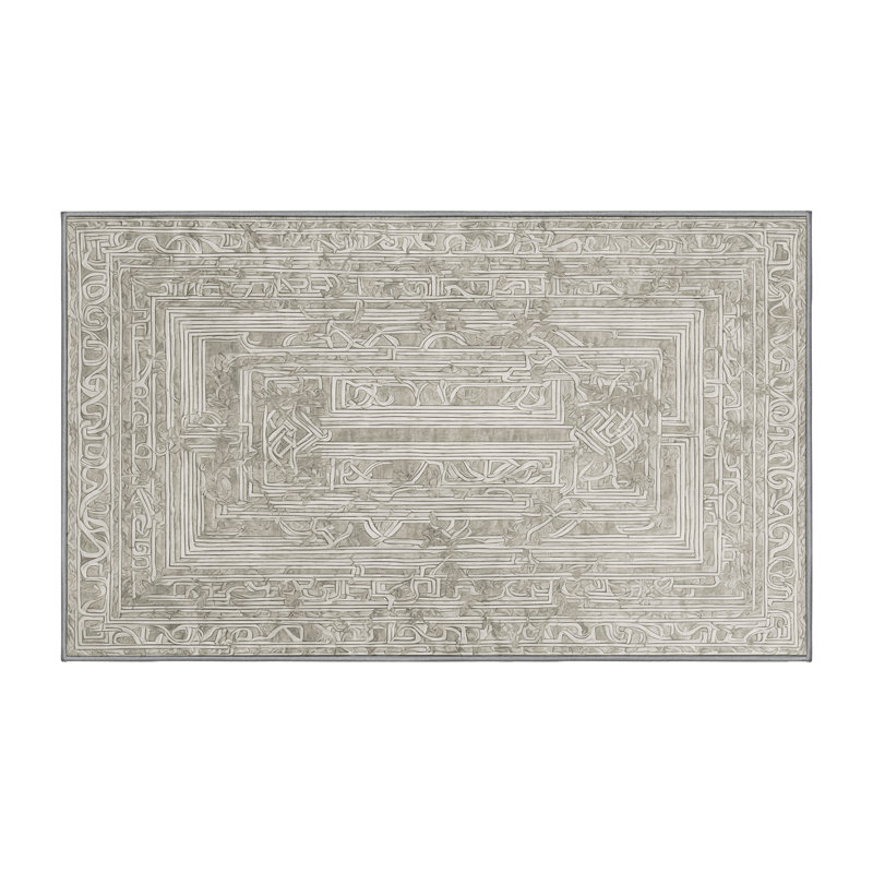 Machine Washable Gray Area Rug, Rectangle 6' x 9'