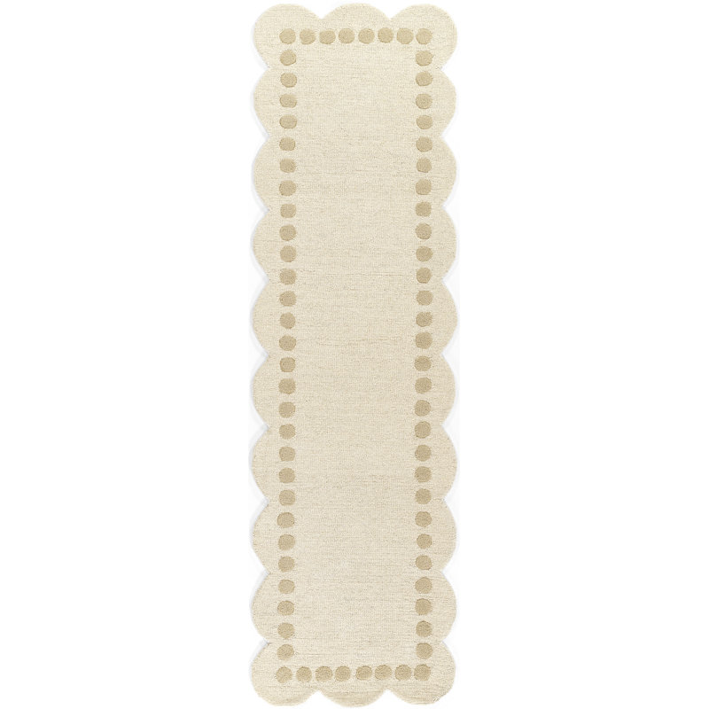 Lola Hand Tufted Wool Solid Ivory Area Rug 2'3" X 8' Runner, Runner 2'3" x 8'