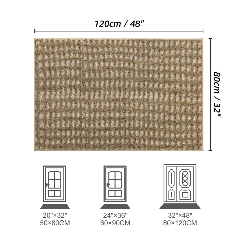 Bukvice Non-slip Washable Door Mat, Beige, 32" W x 48" L