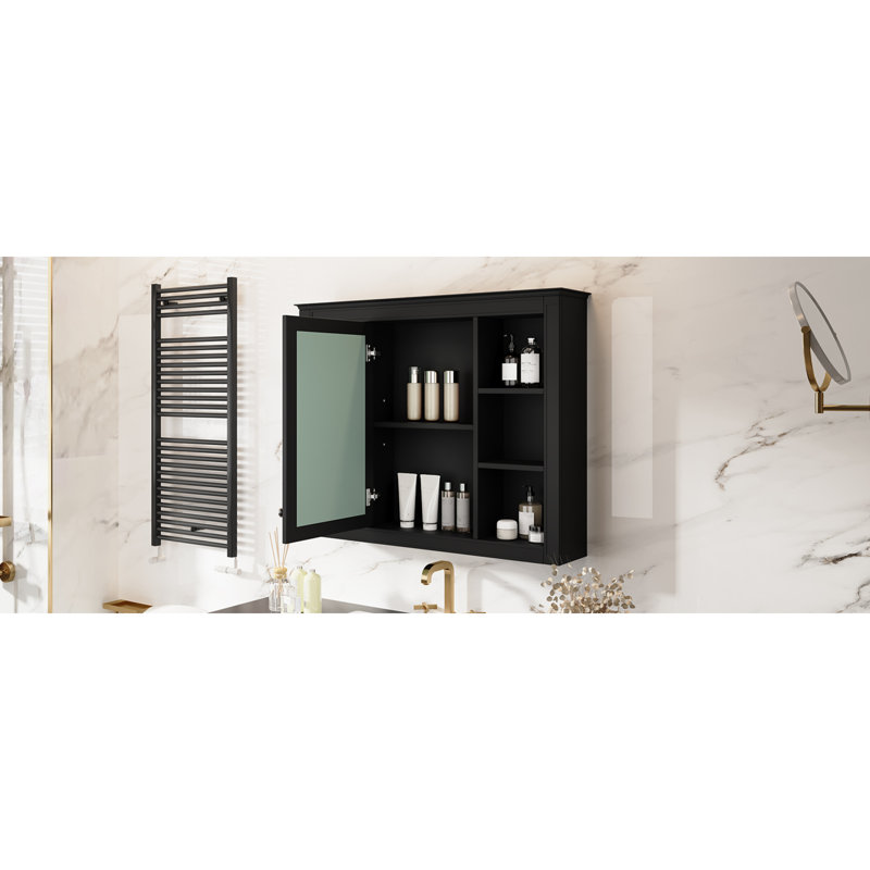 Armoire à pharmacie murale de style moderne avec 6 tablettes ouvertes