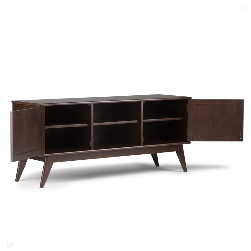 Draper - Mid Century Low TV Media Stand, Dark Brown