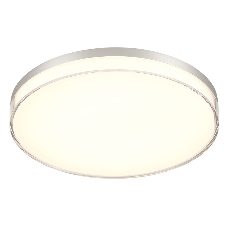 Bupal Acrylic LED Flush Mount, Brushed Nickel, 1.5" H x 11" W x 11" D