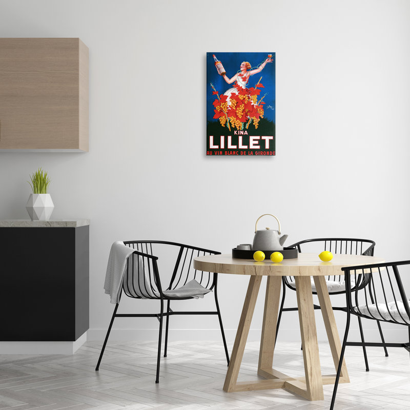 Art mural rétro sur toile de vin Kina Lillet, design par Marcus Jules, H 24 po x l 16 po