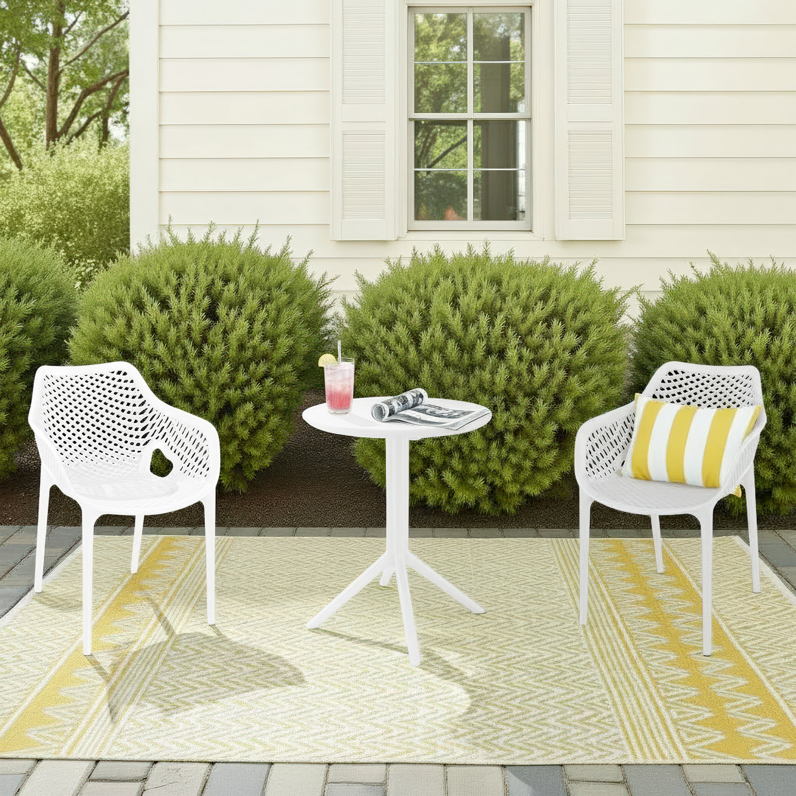 Farrah 24'' Round 2-Person Bistro Set, White