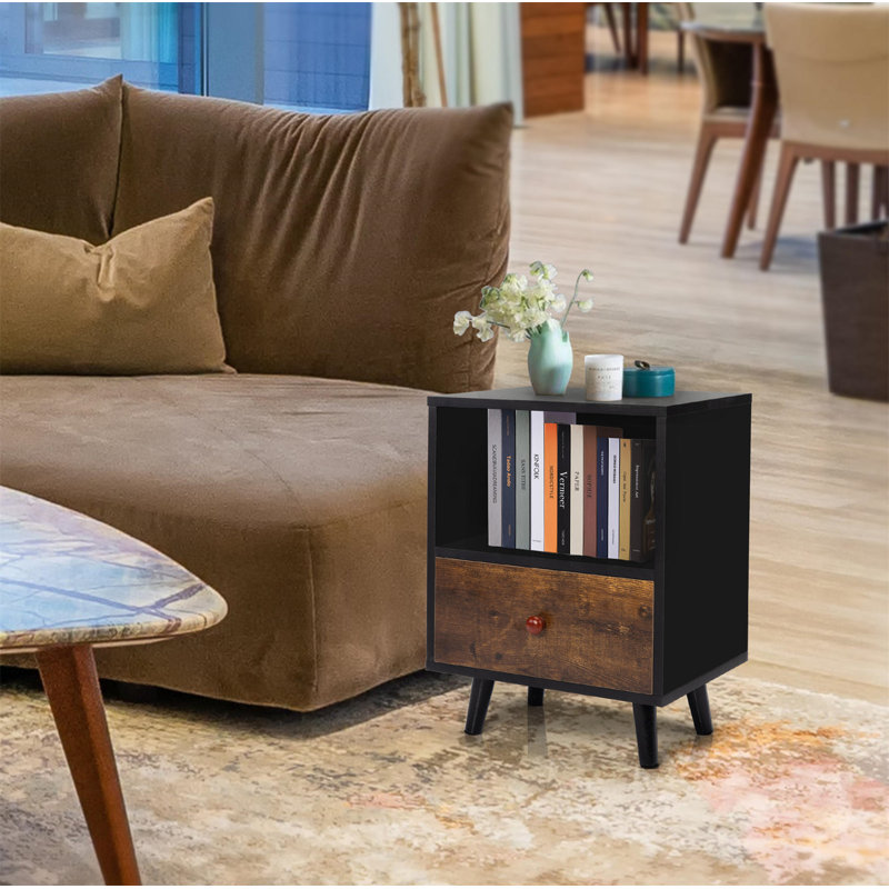 Chavalier 15.75'' W Nightstand, Black/Brown