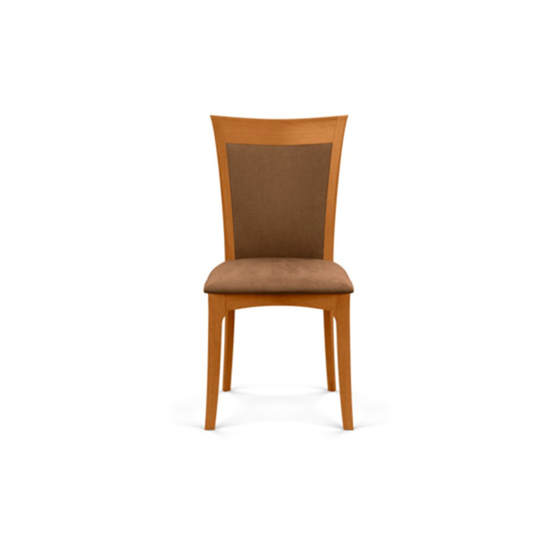 Morgan Leather Dining Chair, Natural Cherry, Onyx Microsuede
