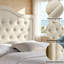 Tête de lit tapissier réglable avec tête de lit classique en lin fin et capitonnage à boutons - Convient aux grands lits simples et grands-381245619-381245622
