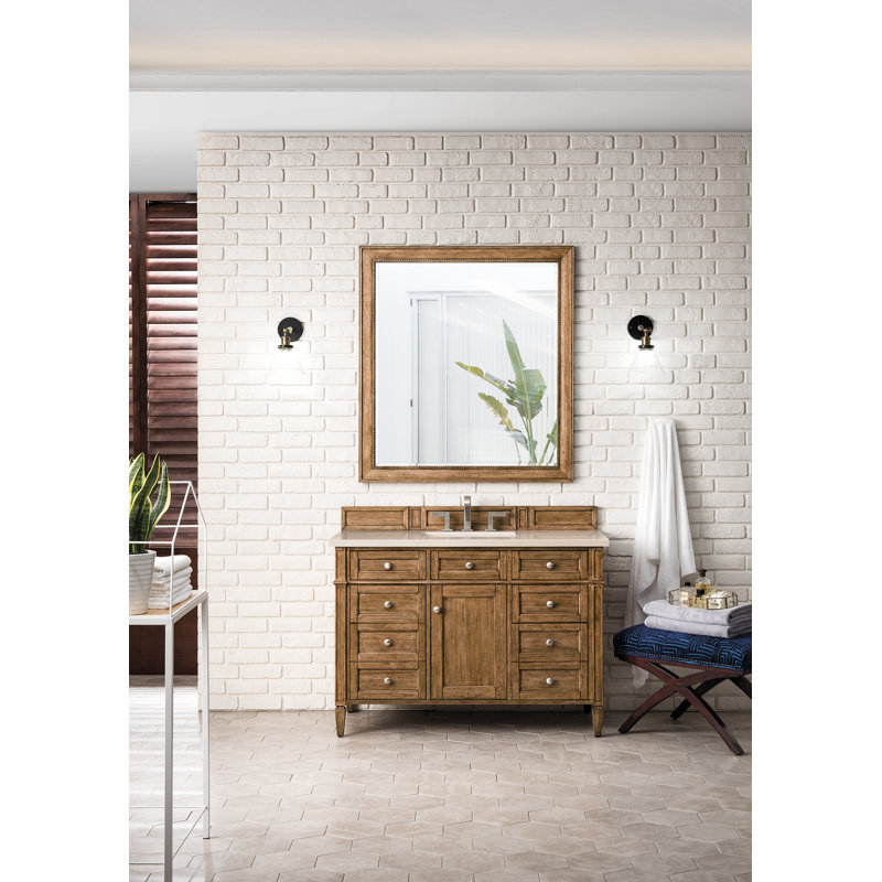 Brittany 48'' W Single Vanity, Saddle Brown, Parisien Bleu, 8" Widespread