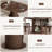 47”-63” Extendable Round Dining Table For 4-8, Oval Kitchen Dining Room Table With Storage, Mid Century Modern Pedestal Dinner Table, Walnut Brown-681977972