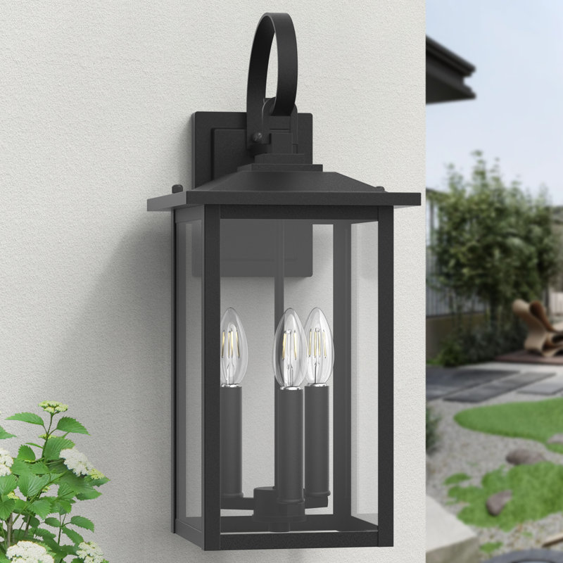 Lanterne murale d'extérieur 3 lumières Dallas, Noir mat, H 20 po x l 8,7 po x P 9,5 po