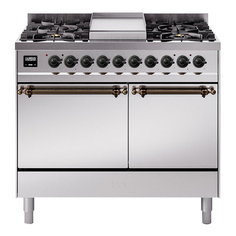ILVE Nostalgie II Series 40 inch Dual Fuel Range with 6 Sealed Burners, Griddle (Solid Door), Liquid Propane