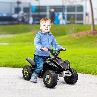 Aosom 6V ATV 4-Wheeler Ride On Car, Electric Motorized Quad Battery Powered Vehicle With Forward/Reverse Switch For 18-36 Months Old Toddlers, Black