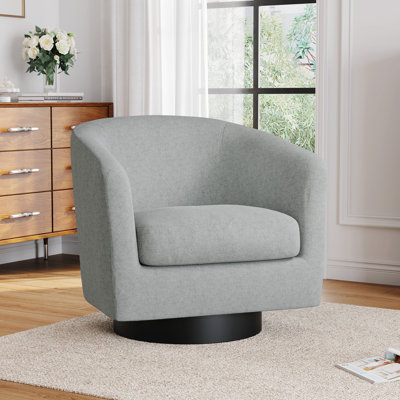 Upholstered Chenille Swivel Barrel Chair