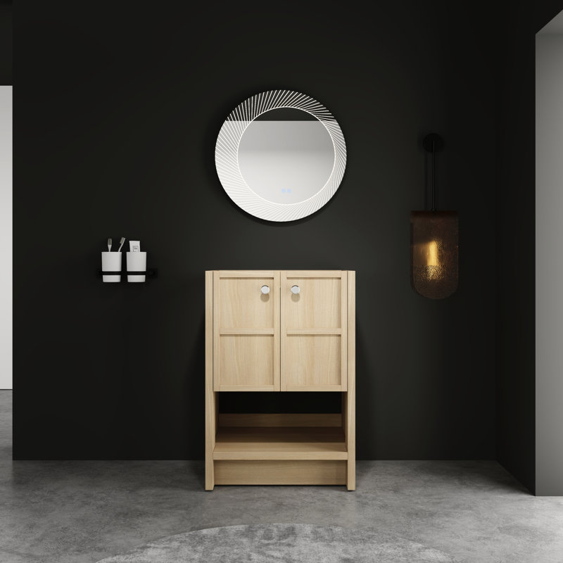 Armoire de salle de bain 24 po en contreplaqué de chêne avec rangement pour meuble-lavabo moderne 2 portes