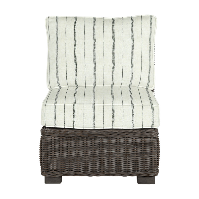 Rustic Woven Sectional Slipper Chair, Rollo Silver InsideOut® Linen, Welt, Black Walnut