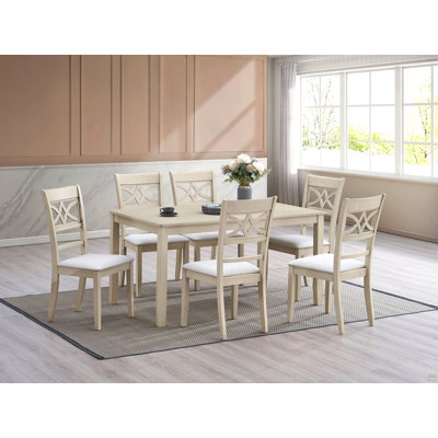 Ensemble de salle à manger 7 pièces avec chaises à dossier croisé et table rectangulaire