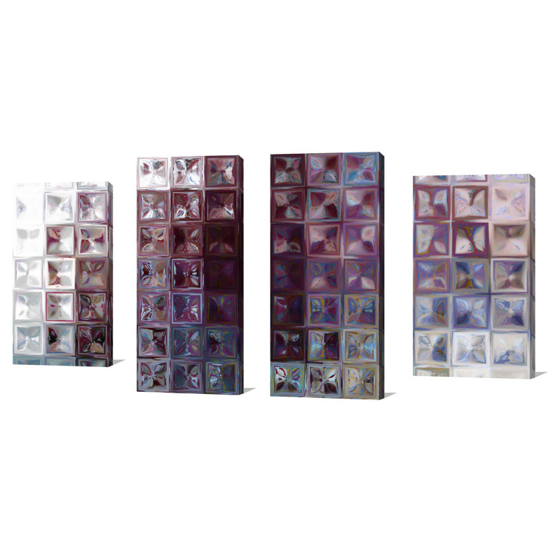 «Tile Art 7 2015 MAX» par Mark Lawrence, ensemble de 4 reproductions sur toiles tendues, H 30 po x l 56 po x P 1 po