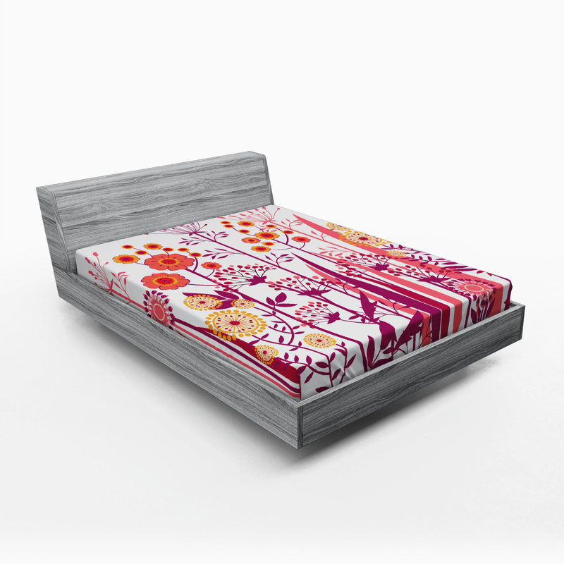 Microfiber Floral Fitted Sheet, Queen Fitted Sheet