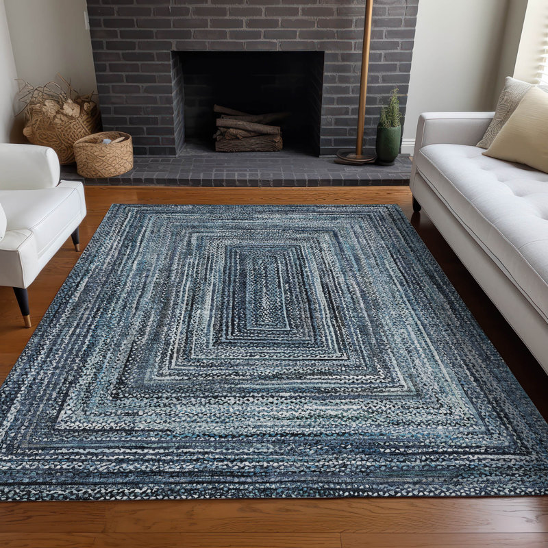 Tapis bleu ACN1725 intérieur / extérieur lavable à la machine, Rectangle 10 pi x 14 pi