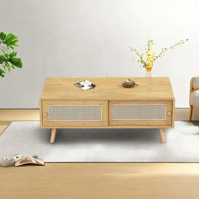 Heavy-Duty Coffee Table with Sliding Storag
