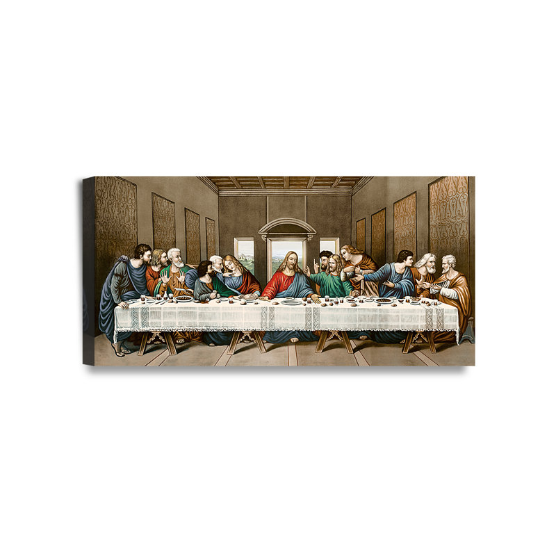 «The Last Supper» par Leonardo Da Vinci, reproduction d'art par estampe numérique avec cadre, H 12 po x l 24 po, Toile tendue