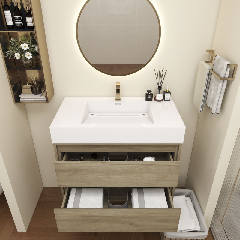 Victoria 36''Bathroom Vanity Base, White/Oak