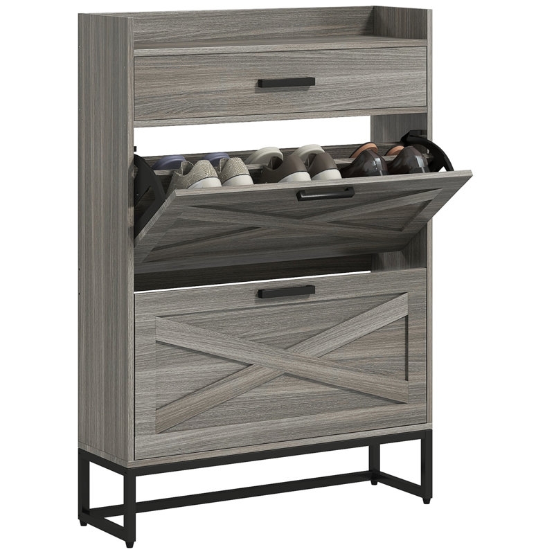 Armoire à chaussures étroite HOMcom, Gris