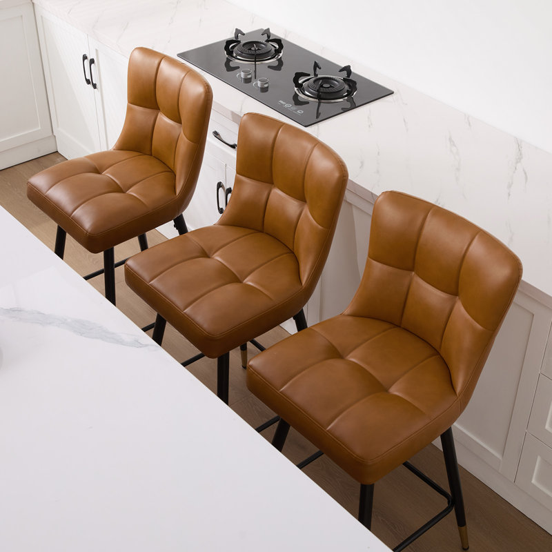 Swivel Upholstered Counter Stool, Light Brown