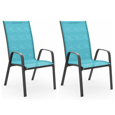 Mayra Stacking Patio Dining Armchair(Set of 2)
