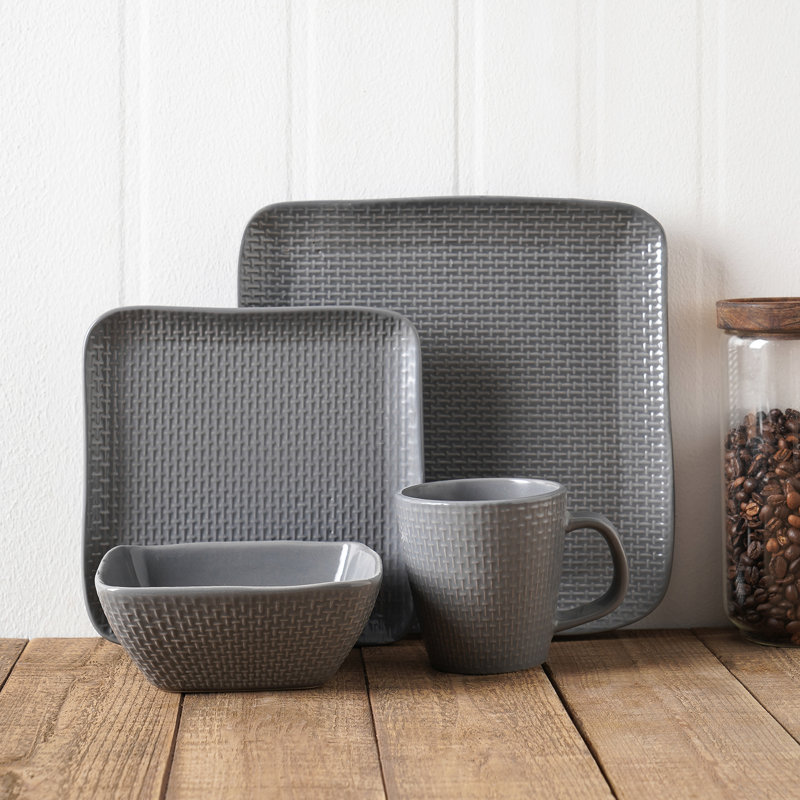 Stone Lain Olivia 16-Piece Dinnerware Set Stoneware, Gray