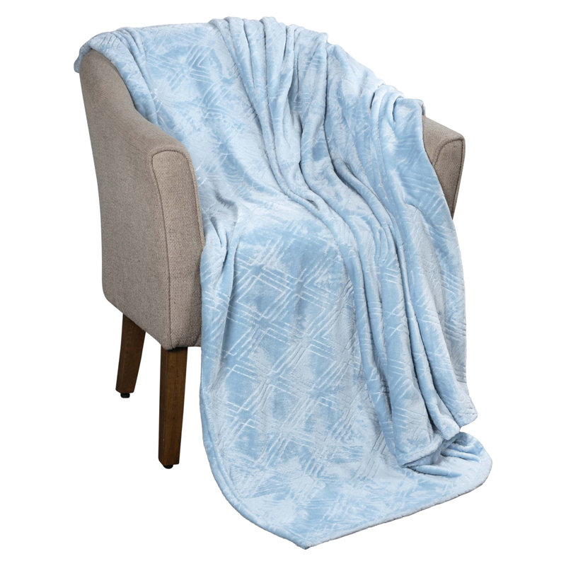 Couverture molletonnée en polyester moelleux Alaska, Double/Grand, Bleu pâle