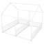 Lits plateforme simple en métal, style maison avec garde-corps sécurisés, chambre blanche en forme de maison stable-579090837