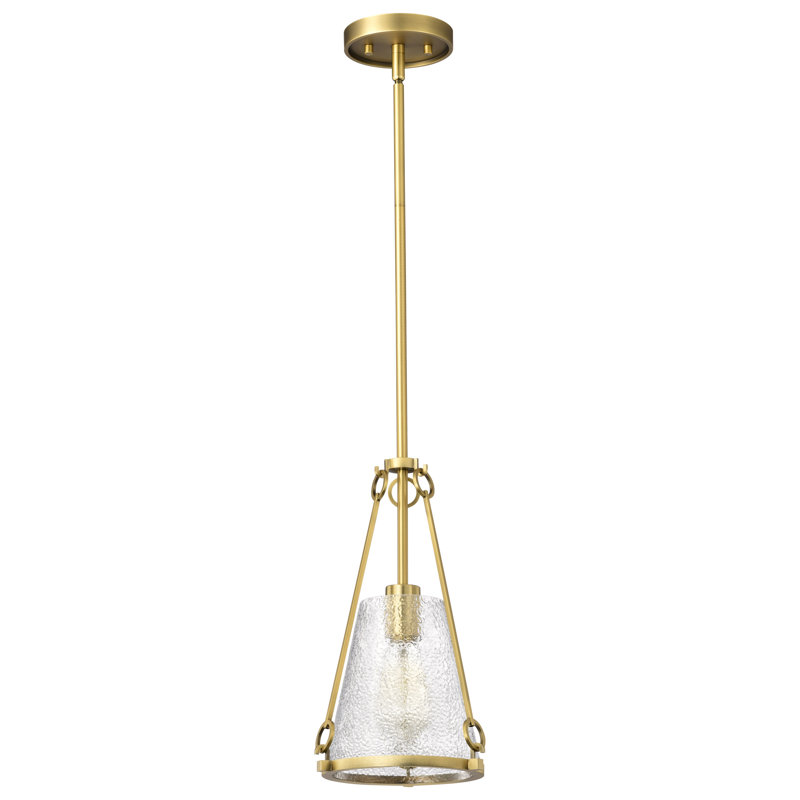 Anita Valentine - Petit luminaire suspendu - Verre martelé, Laiton rétro, H 14,5 po x l 8 po x P 8 po