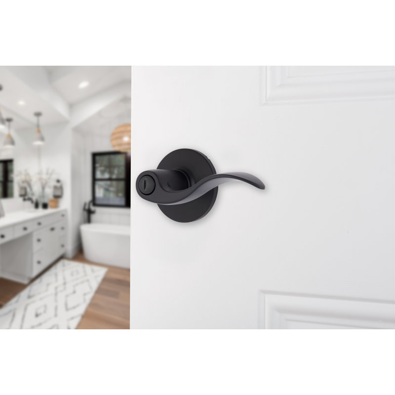 Brinks Raleigh Transitional Privacy Wave Lever, Matte Black